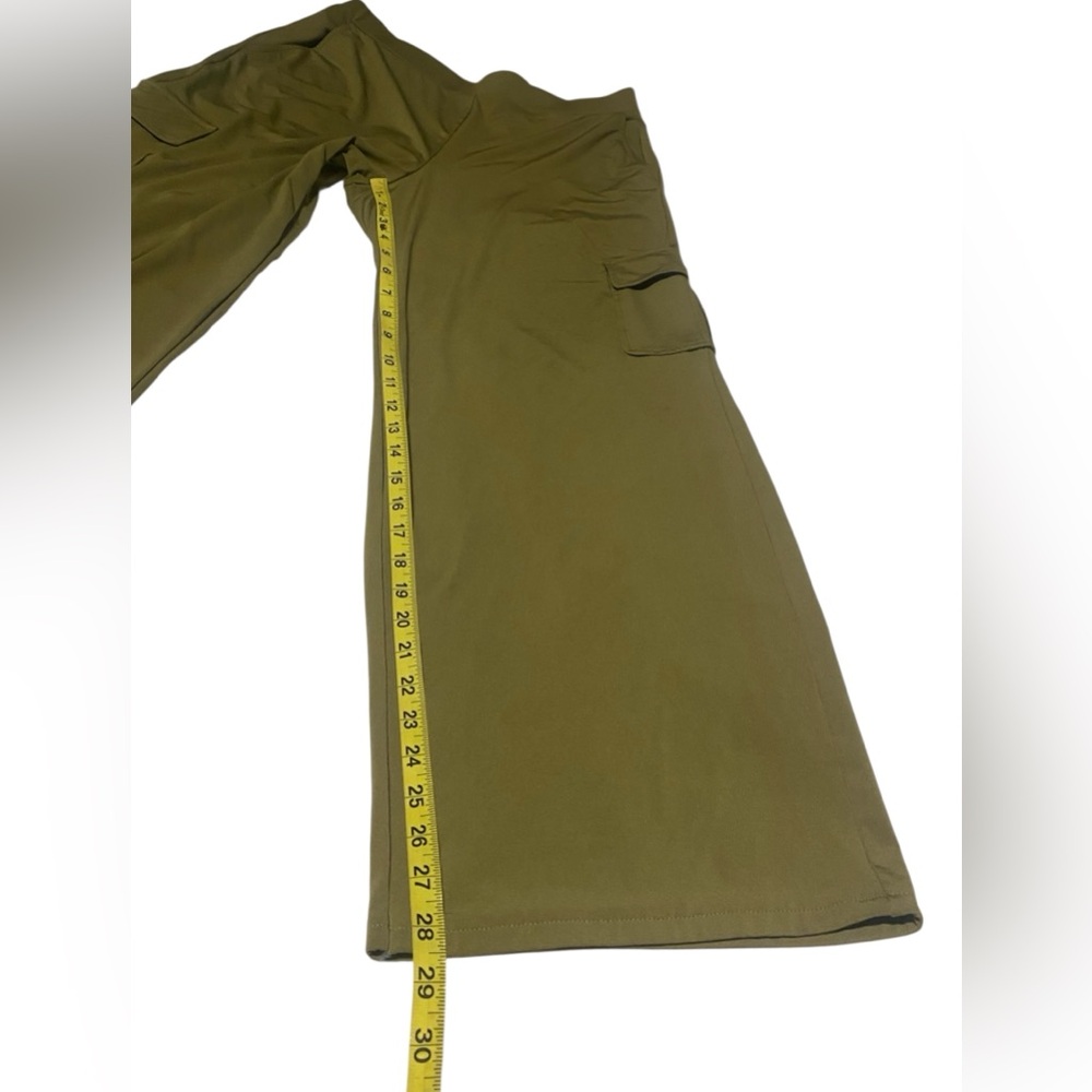 Lisa Rinna Pull-On Wide Leg Cargo Pants Women Small Green Comfy Lounge Lagenlook - Picture 7 of 15
